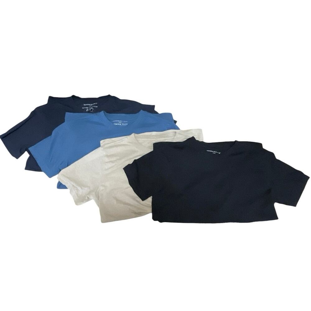 Bundle of 4 Banana Republic Men's Beige Black Blue Crew T Shirt Tee Top Size S